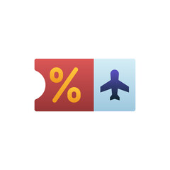 Ticket Vector Flat Gradient Style Icon. EPS 10 File Hotel and Services Symbol