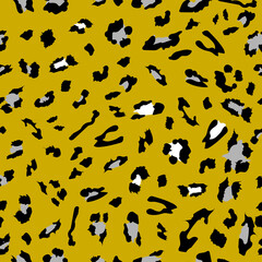 Hand drawn leopard seamless pattern. vector design for fashion, fabric, wallpaper and all prints on background earth tone color.