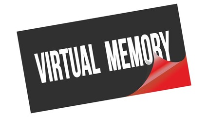 VIRTUAL  MEMORY text on black red sticker stamp.