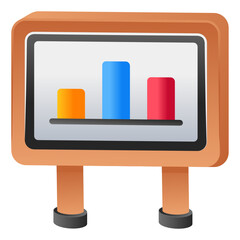 
A business chart flat icon, bar graph presentation 

