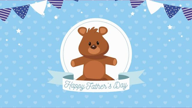 happy fathers day lettering with bear teedy