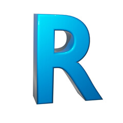 3D image letter R in blue color