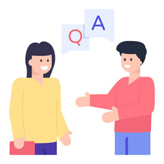 Fototapeta premium A concept icon of virtual teacher with characters of student and teacher