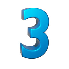 
3D image numeral 3 in blue colors