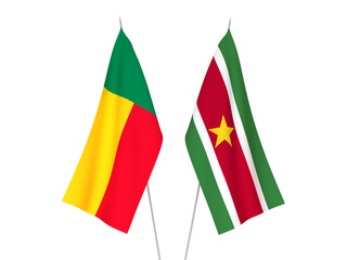 Benin and Suriname flags