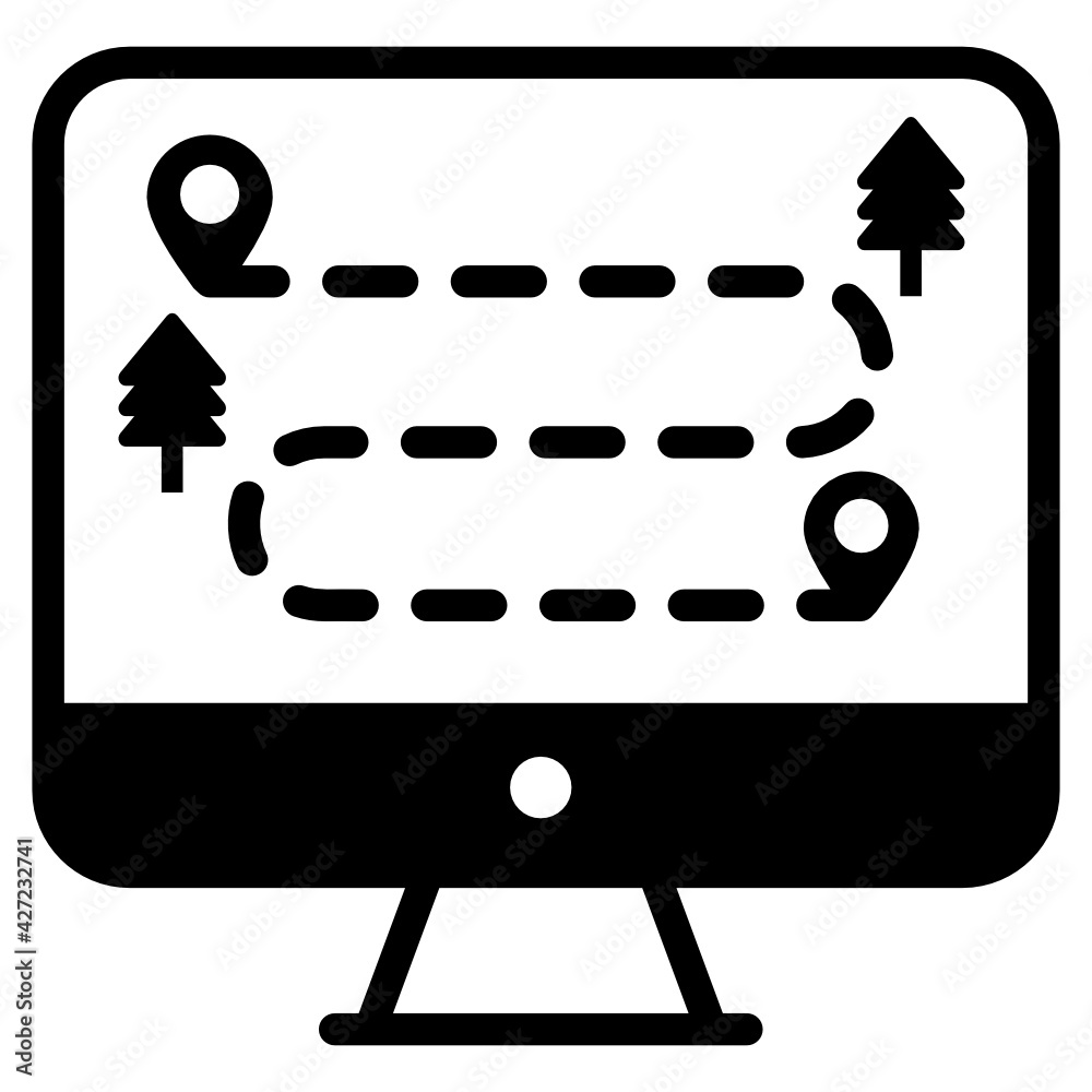 Poster a trendy glyph icon of online route