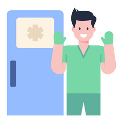 
A happy surgeon icon in flat style 


