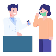Obraz premium Doctor with assistant having discussion, flat concept icon