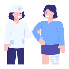 
Doctor with assistant having discussion, flat concept icon 

