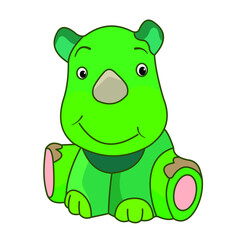 Funny animals. Vector image of cartoon characters, rhinoceros .