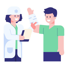 
Doctor with assistant having discussion, flat concept icon 

