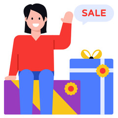 
A premium flat icon of a shopping sale


