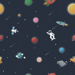 Obraz na płótnie Canvas Space pattern with planets and stars. Astronaut