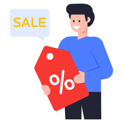 
A shopping man flat icon with premium download

