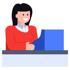 
A happy purchase woman, flat icon download

