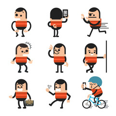 Set of human character poses, Happy business man characters poses, Vector illustrator