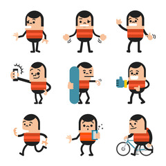 Set of human character poses, Happy business man characters poses, Vector illustrator