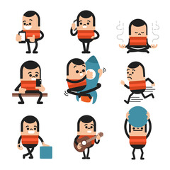 Set of human character poses, Happy business man characters poses, Vector illustrator