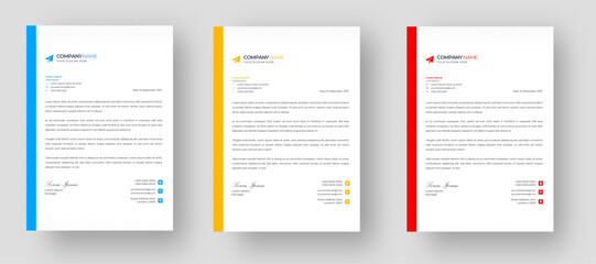 corporate modern letterhead design template set with yellow, blue and red color. creative modern business letter head design templates for your project. letterhead design. letter head design.