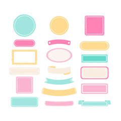 Vector hand drawn set of frames. Cute flat frames in pastel colors. For childish design. Different elements on white background. Isolated. - 427237121
