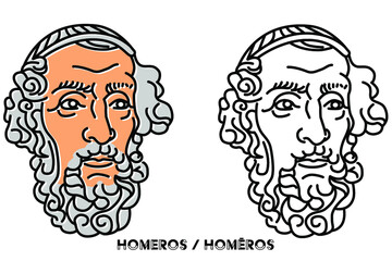 Portrait drawing of Homer living in antiquity