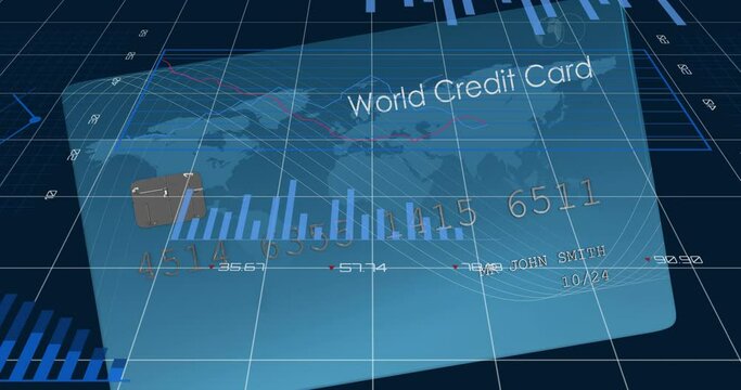Animation of financial data processing over credit card