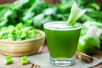 celery juice, lemon, cabbage and mint and cinnamon, healthy vegetarian sugar-free vegetable drink for diet and detox