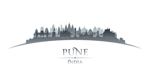 Pune India city silhouette white background