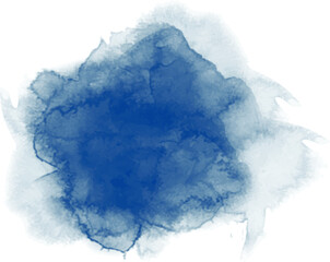 Blue water color graphic brush strokes patches effect background.
