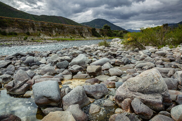 Boulders along the Maruia river in New Zealand