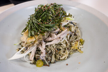 perilla seeds noodle is Korean handmade noodle.