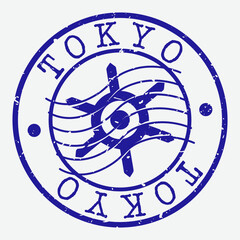 Tokyo, Japan Stamp Postal. Silhouette Seal. Flag Passport Round Design. Vector Icon. Design Retro Travel. National Symbol.