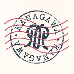 Kanagawa, Japan Stamp Postal. Silhouette Seal. Flag Passport Round Design. Vector Icon. Design Retro Travel. National Symbol.