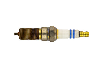 Old, used car spark plug isolated on a white background.