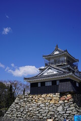 Japanese castle with blue sky in Hamamatsu.