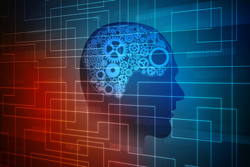 2d illustration digital Artificial mind concept