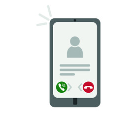 call smart phone interface vector template. Mobile application page design layout. Incoming call, voicemail screen. Flat design for application. Decline, answer buttons. Phone screen.
