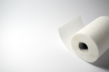 Toilet paper roll on white background