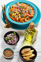 carrot curry with cashew and raisins, top view