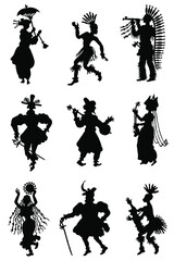 Collection of allsorts of silhouettes of people. - obrazy, fototapety, plakaty