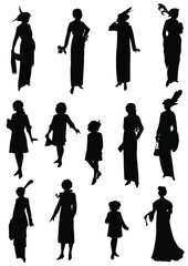 A collection of silhouettes girls models.