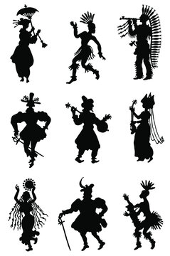 Collection of allsorts of silhouettes of people.