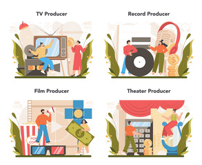 Producer concept set. Film and music production, entertainment