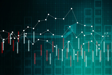 2d rendering Stock market online business concept. business Graph 