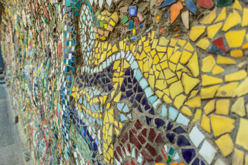 colored mosaic art background texture decoration old surface architecture