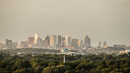 Fototapeta premium Boston city skyline at sunset