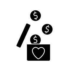 Donation of money glyph icon. Surgical medicine. Thin line customizable illustration. Contour symbol. Vector isolated outline drawing.