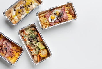 Delicious delicacies and food from restaurant and delivery home during COVID-19 outbreak