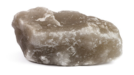 one large piece of natural salt on a white isolated background