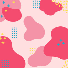 Pink red template with dynamical abstract forms, composition for social media, mobile apps or banners, vector